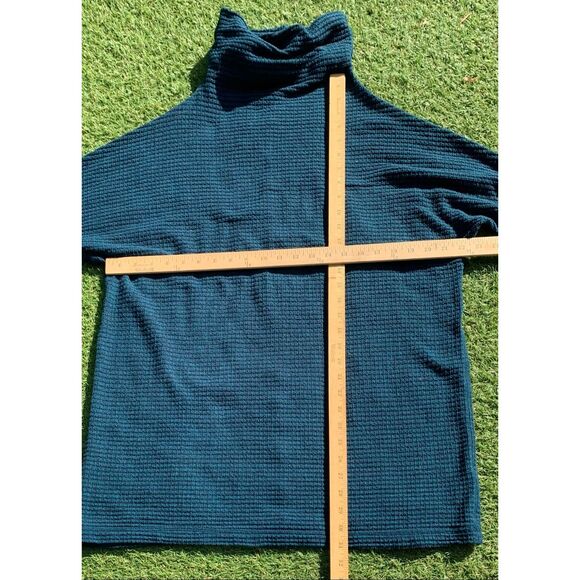 We The Free People Kitty Waffle Knit Thermal teal BOHO Sweater sz S - Picture 6 of 7